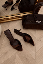 Load image into Gallery viewer, Heather Velvet Mid Heel Mules - Brown