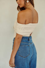 Load image into Gallery viewer, White Stud Earring Styled with Nude Corset Top and Denim Jeans

