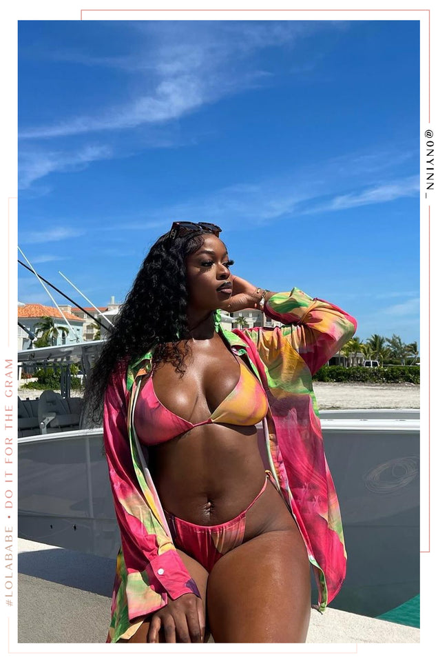 Load image into Gallery viewer, Bajo El Sol Long Sleeve Cover Up Top - Pink Print