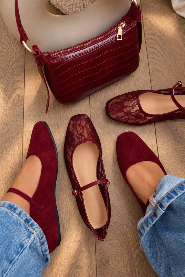Load image into Gallery viewer, Hannah Mary Jane Ballet Flats – Wine