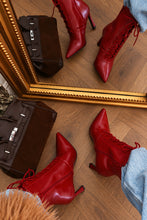Load image into Gallery viewer, Lorena Lace Up Pointed Toe Ankle Boots – Red
