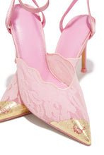 Load image into Gallery viewer, Charlotte Lace Pointed Toe Ankle Strap Pumps - Pink