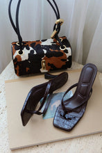 Load image into Gallery viewer, Angelie Mid Heel Thong Mules - Brown Croc
