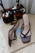 Load image into Gallery viewer, Angelie Mid Heel Mules - Brown PU