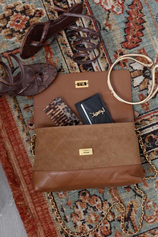 Load image into Gallery viewer, Claire Quilted Shoulder Bag - Tan