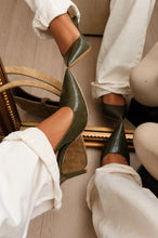 Load image into Gallery viewer, Raven Croc Slingback Heels - Olive