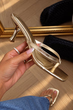 Load image into Gallery viewer, Angie Square Toe Thong Heel Mules - Gold