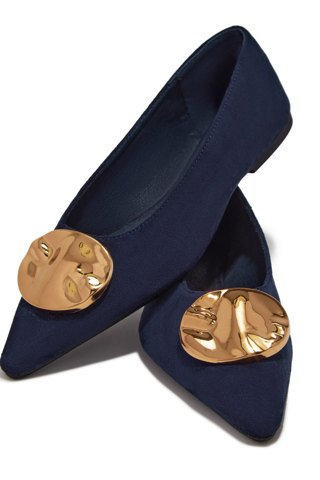 Load image into Gallery viewer, Nicole Pointed Toe Flats - Navy Blue