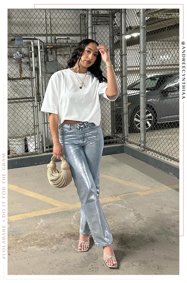 Load image into Gallery viewer, Her Moment Metallic Pant - Blue Silver