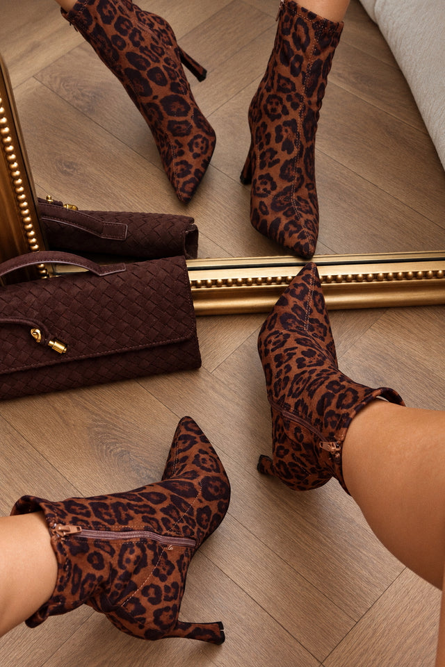 Load image into Gallery viewer, Monika Pointed Toe Stiletto Ankle Boots – Leopard