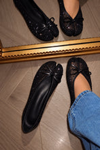 Load image into Gallery viewer, Amelie Rhinestone Mesh Tabi Ballet Flats – Black