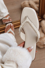 Load image into Gallery viewer, Honeymoon Pearl Embellished Thong Sandals - Ivory