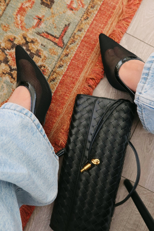 Load image into Gallery viewer, Chloey Slingback Mid Heel Pumps - Black