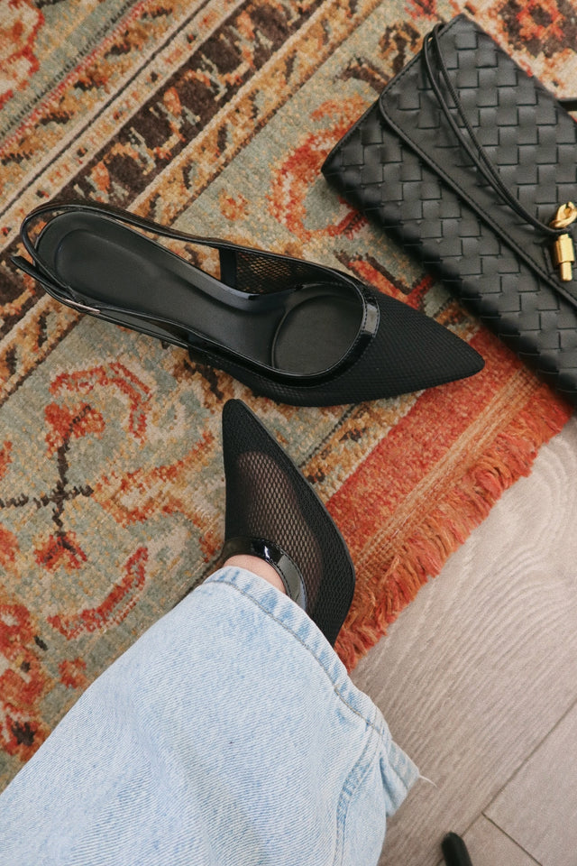 Load image into Gallery viewer, Chloey Slingback Mid Heel Pumps - Black