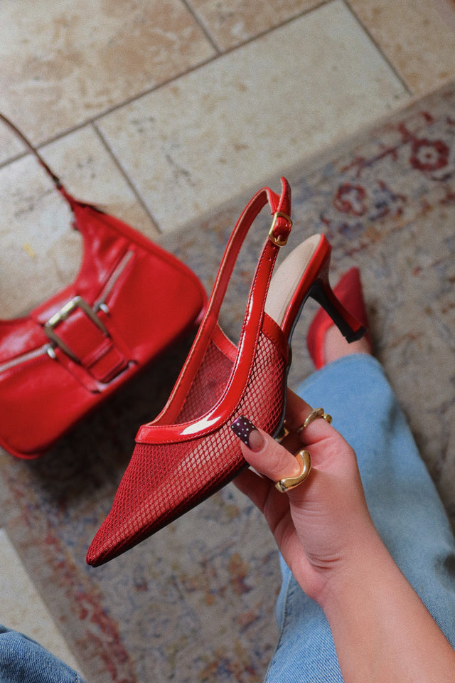 Load image into Gallery viewer, Chloey Slingback Mid Heel Pumps - Wine