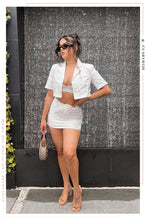 Load image into Gallery viewer, Sarina Button Up Crop Top - White
