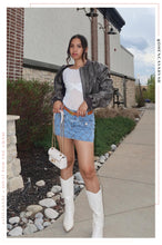 Load image into Gallery viewer, Denim Mini Skirt Styled with Distressed Jacket
