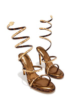 Load image into Gallery viewer, Amira Rhinestone Wraparound Strappy Heels - Tortoise