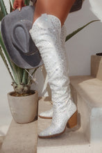 Load image into Gallery viewer, Nights In Nashville Embellished Cowgirl Boots - White