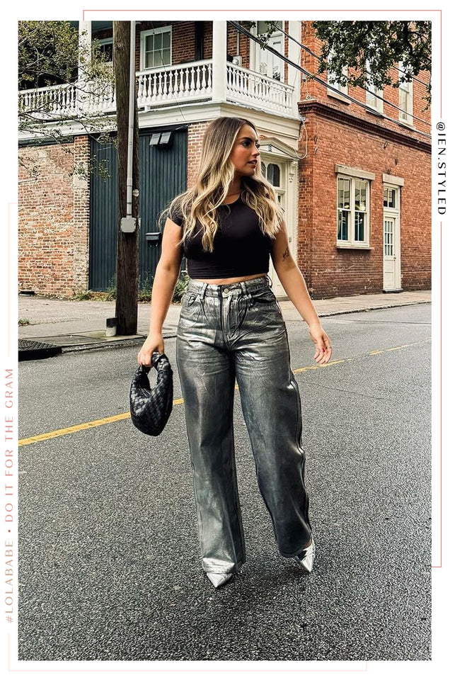 Load image into Gallery viewer, High Waist Metallic Pant