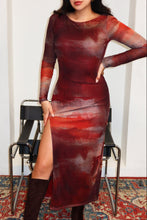 Load image into Gallery viewer, Mindy Long Sleeve Midi Dress - Rust Print