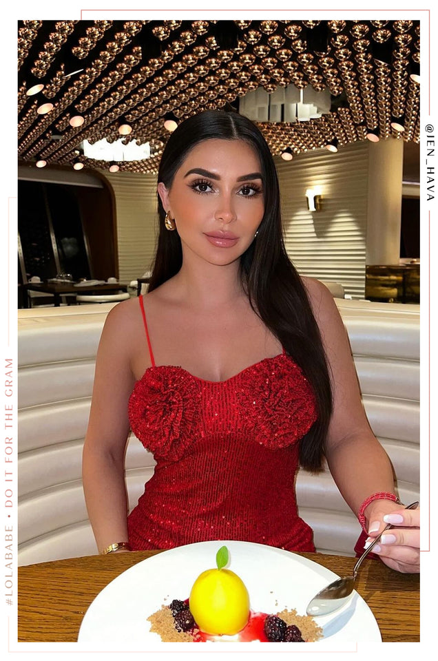 Load image into Gallery viewer, Holiday Affair Sequins Mini Dress - Red