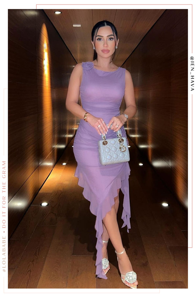 Load image into Gallery viewer, Shay Ruffle Mini Dress - Purple