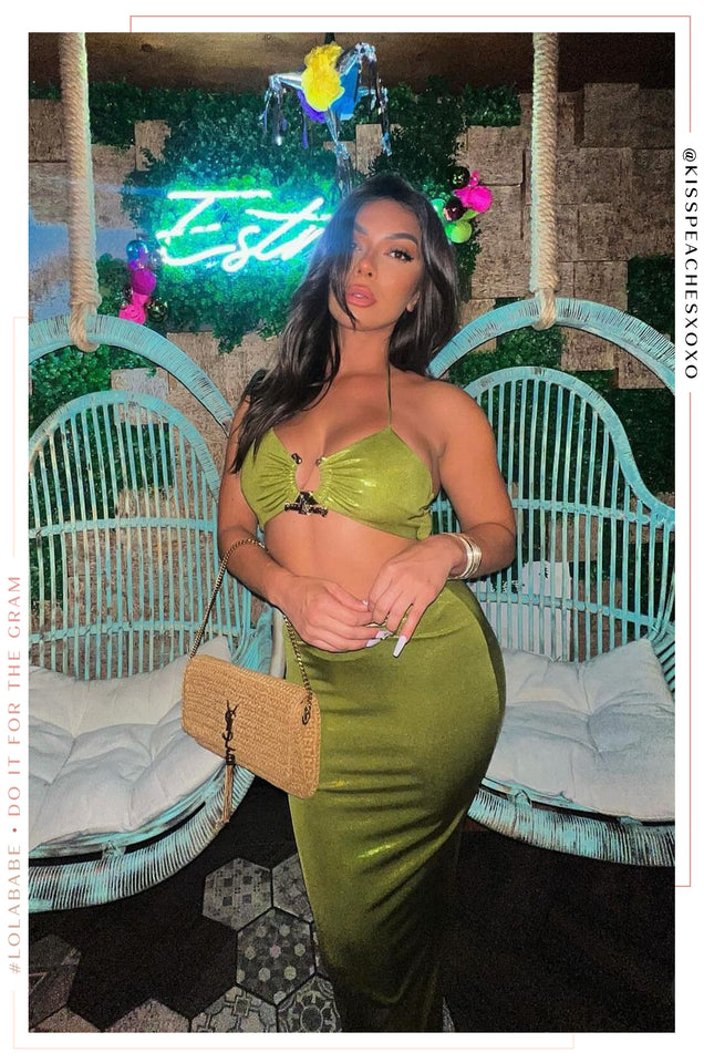 Load image into Gallery viewer, Syani Metallic Maxi Dress - Green