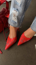 Load image into Gallery viewer, Lauryn Pump Heel Mules - Red