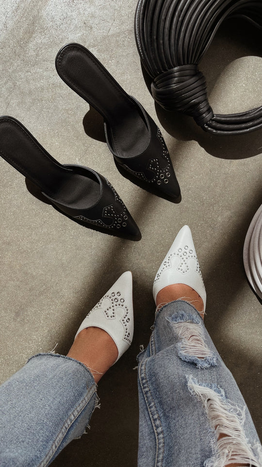Load image into Gallery viewer, Lauryn Pump Heel Mules - White