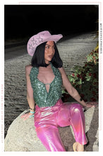Load image into Gallery viewer, Alexia Straight Leg Metallic Pant - Pink