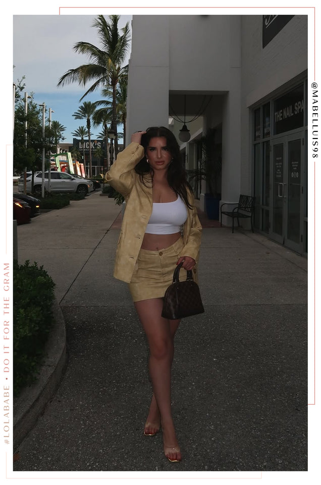 Load image into Gallery viewer, Tiani PU Mini Skirt - Butter