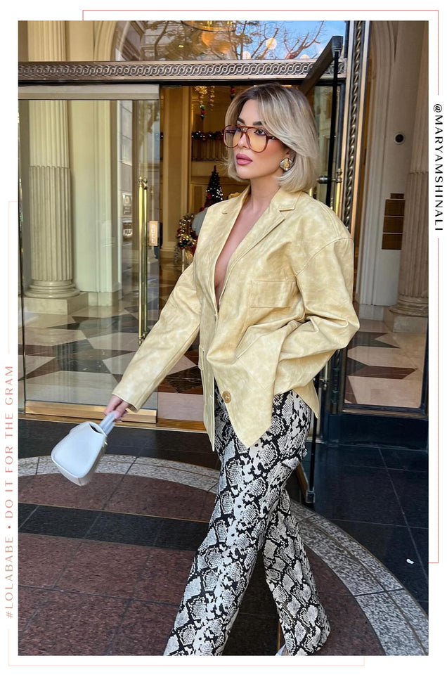 Load image into Gallery viewer, Tiani PU Button Up Blazer Jacket - Butter