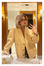 Load image into Gallery viewer, Tiani PU Button Up Blazer Jacket - Butter