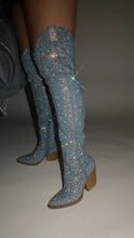Load image into Gallery viewer, Nights In Nashville Embellished Cowgirl Boots - Denim