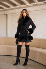 Load image into Gallery viewer, Nadia Faux Fur Belted Coat – Black