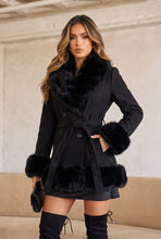 Load image into Gallery viewer, Nadia Faux Fur Belted Coat – Black