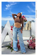 Load image into Gallery viewer, Women Standing with Wide Leg Denim Jeans