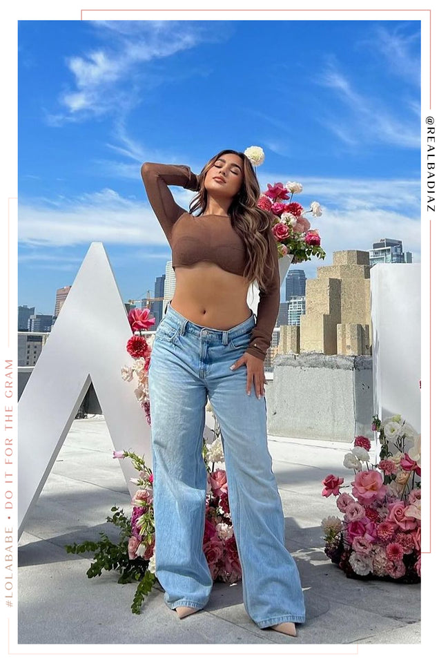 Load image into Gallery viewer, Women Standing with Wide Leg Denim Jeans