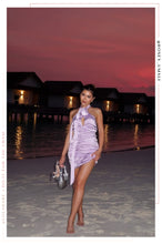 Load image into Gallery viewer, Dance All Night Halter Neck Mini Dress - Lilac