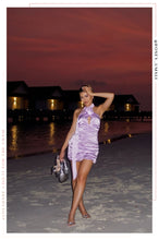 Load image into Gallery viewer, Dance All Night Halter Neck Mini Dress - Lilac