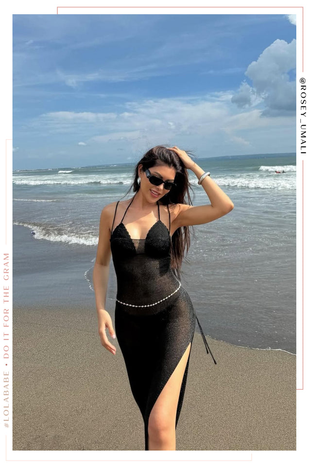 Load image into Gallery viewer, Marlina Lurex Knit Midi Dress - Black