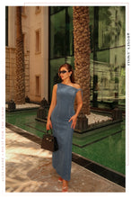 Load image into Gallery viewer, Sabrina Asymmetrical Strap Maxi Dress - Denim