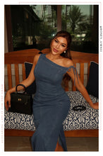Load image into Gallery viewer, Sabrina Asymmetrical Strap Maxi Dress - Denim