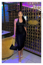 Load image into Gallery viewer, Evette Halter Neck Midi Dress - Black