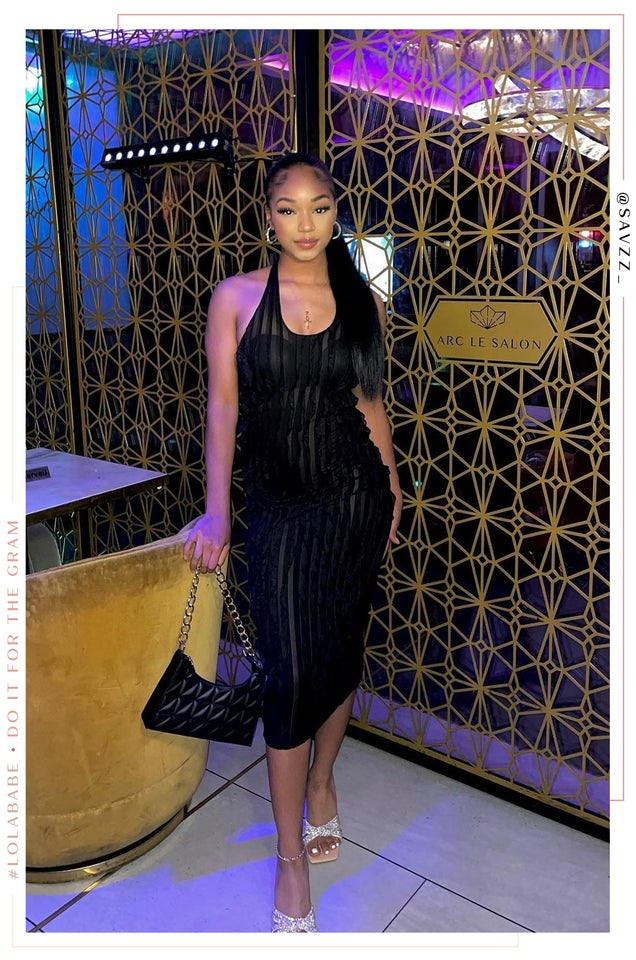 Load image into Gallery viewer, Evette Halter Neck Midi Dress - Black