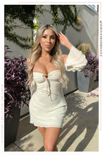 Load image into Gallery viewer, Women Standing Wearing Cream Mini Dress