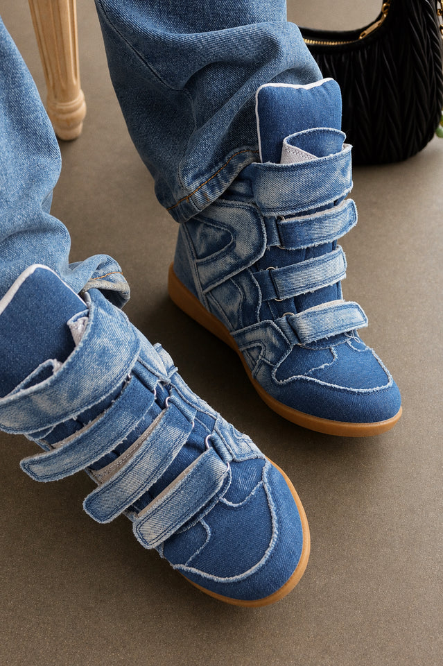 Load image into Gallery viewer, Gigi Wedge Sneakers - Denim