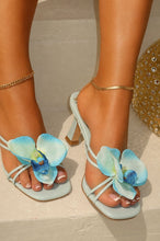 Load image into Gallery viewer, Bora Bloom Floral Mid Heel Mules - Blue