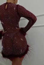 Load image into Gallery viewer, Your Dream Girl Embellished Mesh Mini Dress - Wine